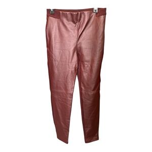 Betabrand Women’s Faux Leather Ponte Dress Pants Size M Burgundy Stretch Pull On